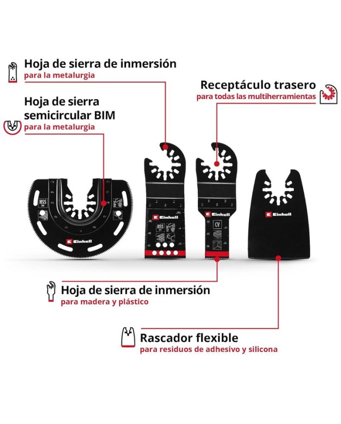 JUEGO 4 HOJAS CORTE EINHELL MULTIHERRAMIENTA OSCILANTE