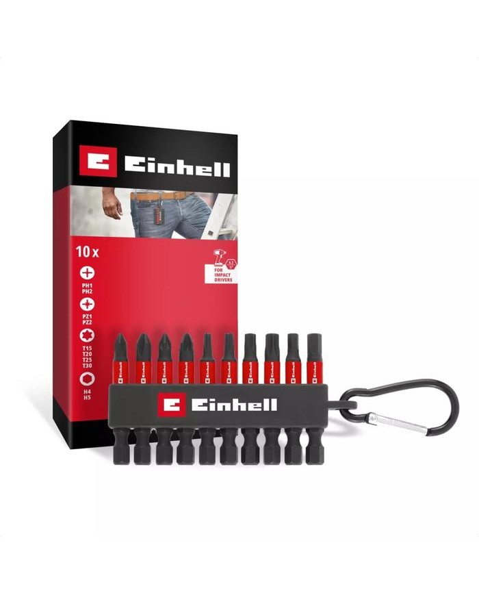 JUEGO PUNTAS ATORNILLAR  9PZAS. EINHELL IMPACTO CON MOSQUETON 49118633