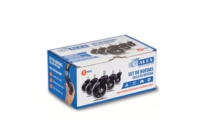 CAJA 5 RUEDAS GIRATORIAS 75MM. POLIURETANO TRANSPARENTE SILLA OFICINA