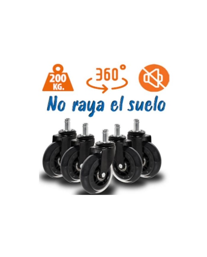 CAJA 5 RUEDAS GIRATORIAS 75MM. POLIURETANO TRANSPARENTE SILLA OFICINA