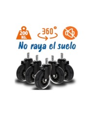 CAJA 5 RUEDAS GIRATORIAS 75MM. POLIURETANO TRANSPARENTE SILLA OFICINA