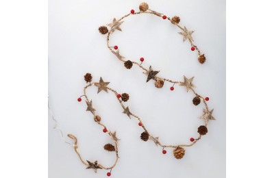 GUIRNALDA LED  1'8MTS. ESTRELLAS, PIÑAS Y BAYAS ROJAS 2700K GSC