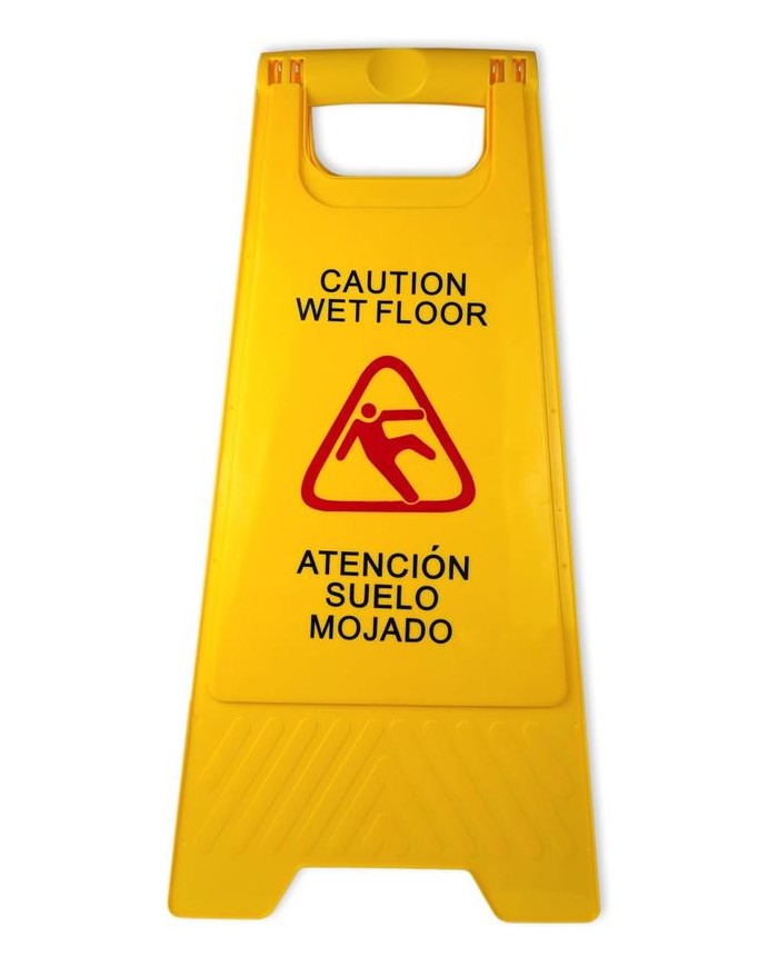 SEÑAL ADVERTENCIA SUELO MOJADO (CASTELLANO/INGLES) 62X30CMS. PAMEX