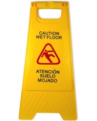 SEÑAL ADVERTENCIA SUELO MOJADO (CASTELLANO/INGLES) 62X30CMS. PAMEX