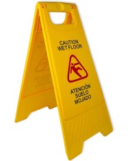 SEÑAL ADVERTENCIA SUELO MOJADO (CASTELLANO/INGLES) 62X30CMS. PAMEX