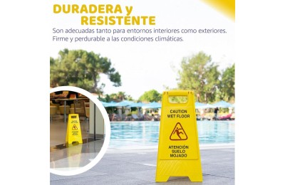 SEÑAL ADVERTENCIA SUELO MOJADO (CASTELLANO/INGLES) 62X30CMS. PAMEX