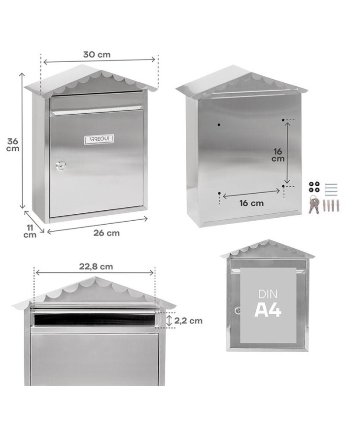 BUZON EXTERIOR ARREGUI VISIT ACERO INOXIDABLE 228X22MM.