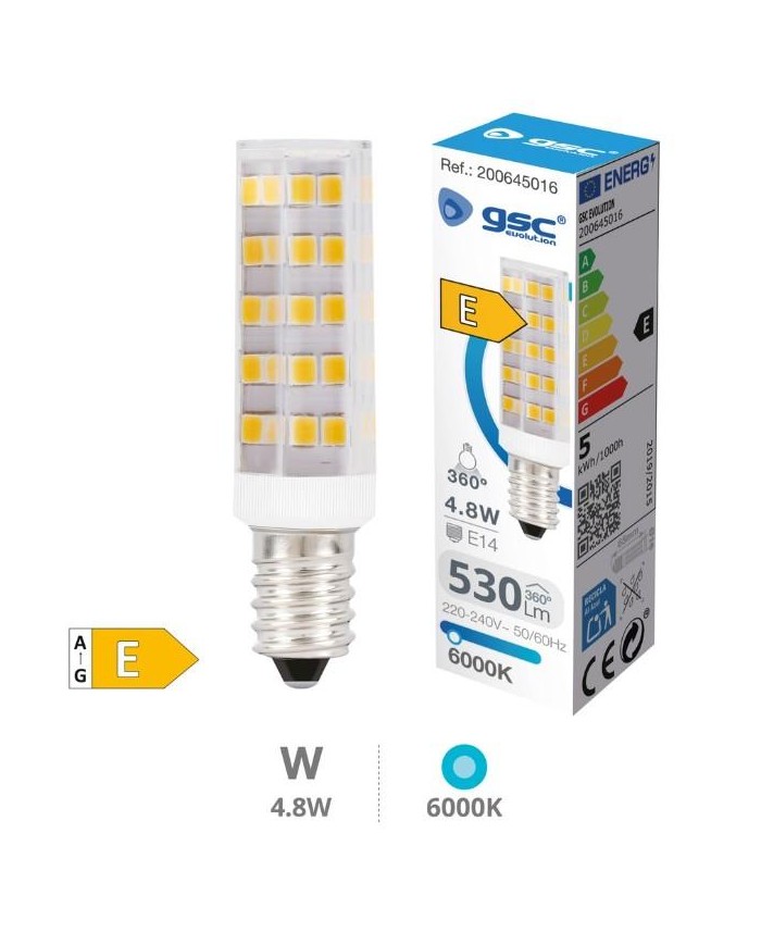 BOMBILLA LED TUBULAR GSC 4,8W E14 6000K 200645016