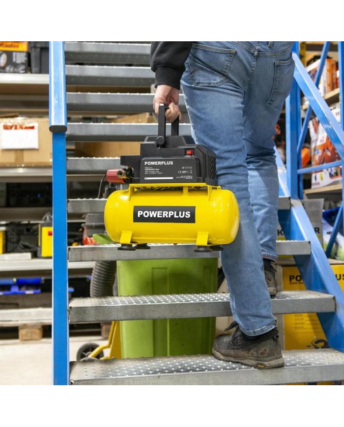 COMPRESOR 1100W. POWERPLUS 6L. SIN ACEITE POWX17215