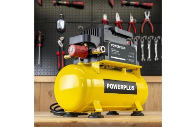 COMPRESOR 1100W. POWERPLUS 6L. SIN ACEITE POWX17215
