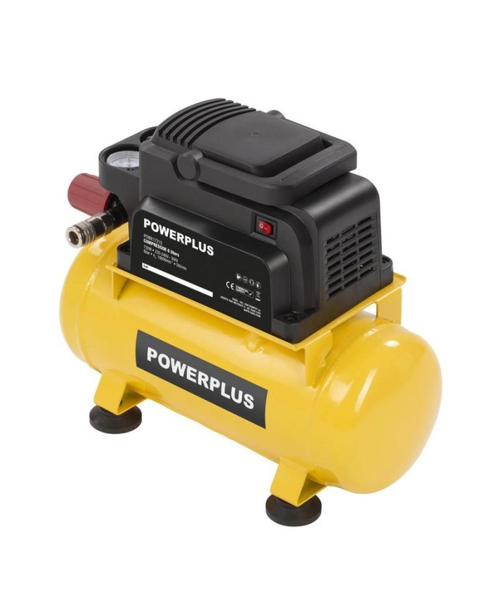 COMPRESOR 1100W. POWERPLUS 6L. SIN ACEITE POWX17215