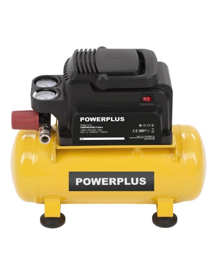 COMPRESOR 1100W. POWERPLUS 6L. SIN ACEITE POWX17215