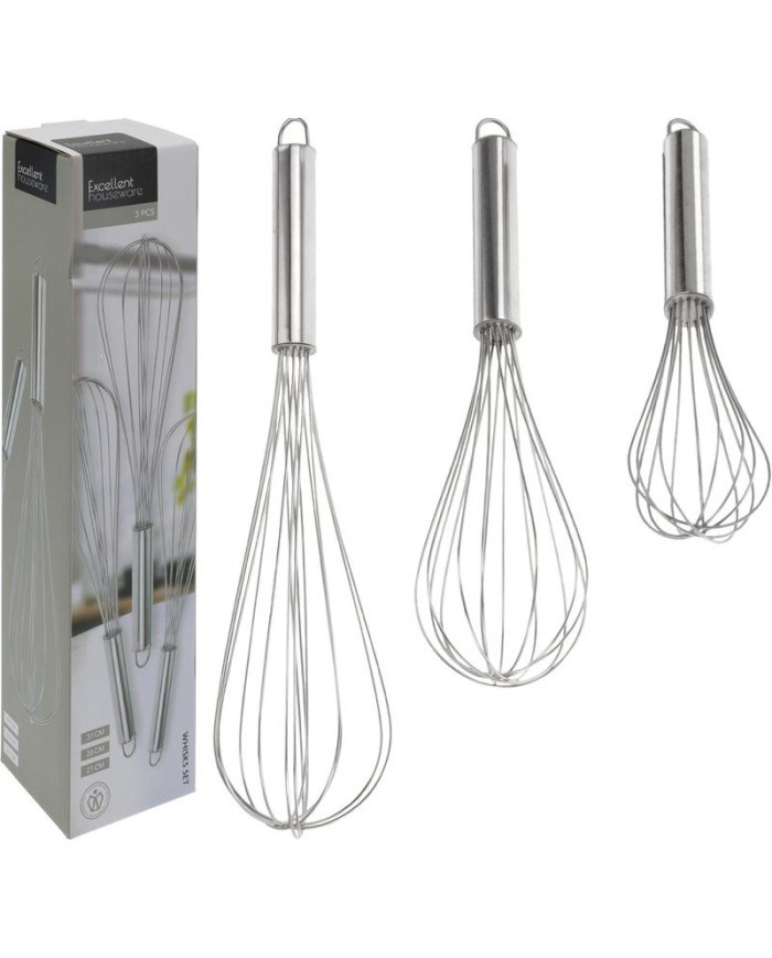 JUEGO BATIDORES ACERO INOXIDABLE EXCELLENTH 3 PIEZAS  170101000