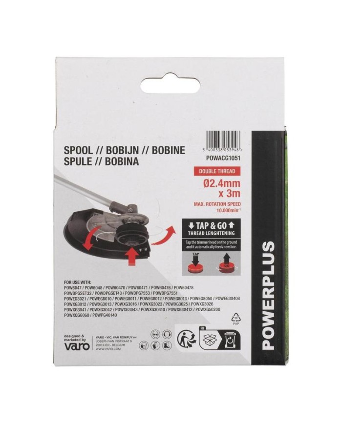CARRETE HILO DESBROZADORA POWERPLUS 3MTS. POWACG1051