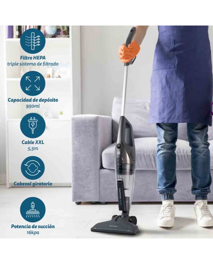 ASPIRADOR ESCOBA GRUNKEL 600W. 16KPA CABLE DE 5,5METROS. ASP-EASY