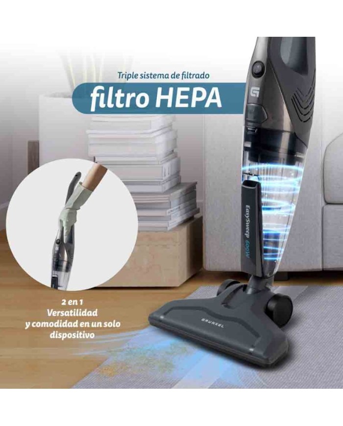 ASPIRADOR ESCOBA GRUNKEL 600W. 16KPA CABLE DE 5,5METROS. ASP-EASY