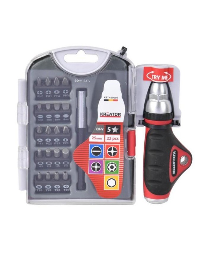 DESTORNILLADOR KREATOR JUEGO 22 PIEZAS