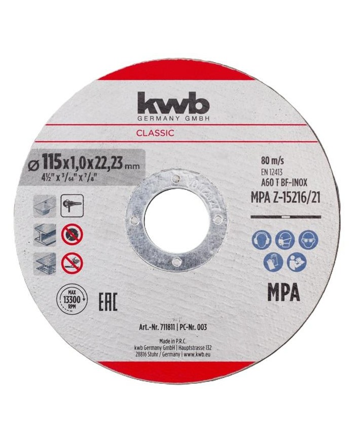 DISCO C/INOX KWB 115X1'0MM.