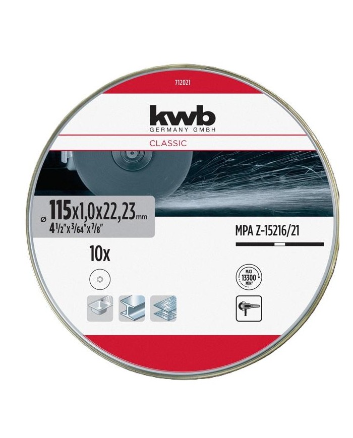DISCO C/INOX KWB 115X1'0MM. 10UDS.
