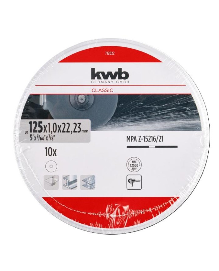 DISCO C/INOX KWB 125X1'0MM. 10UDS.