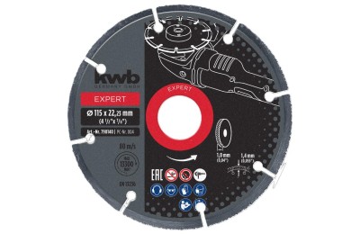 DISCO CORTE DE CARBURO KWB DE TUNGSTENO 115X1,0MM.
