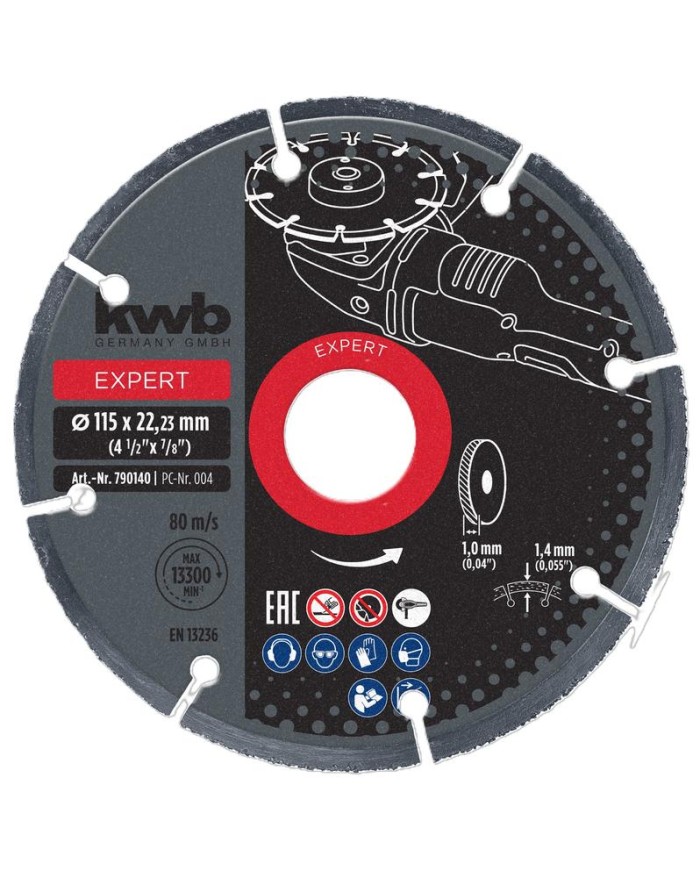 DISCO CORTE DE CARBURO KWB DE TUNGSTENO 115X1,0MM.