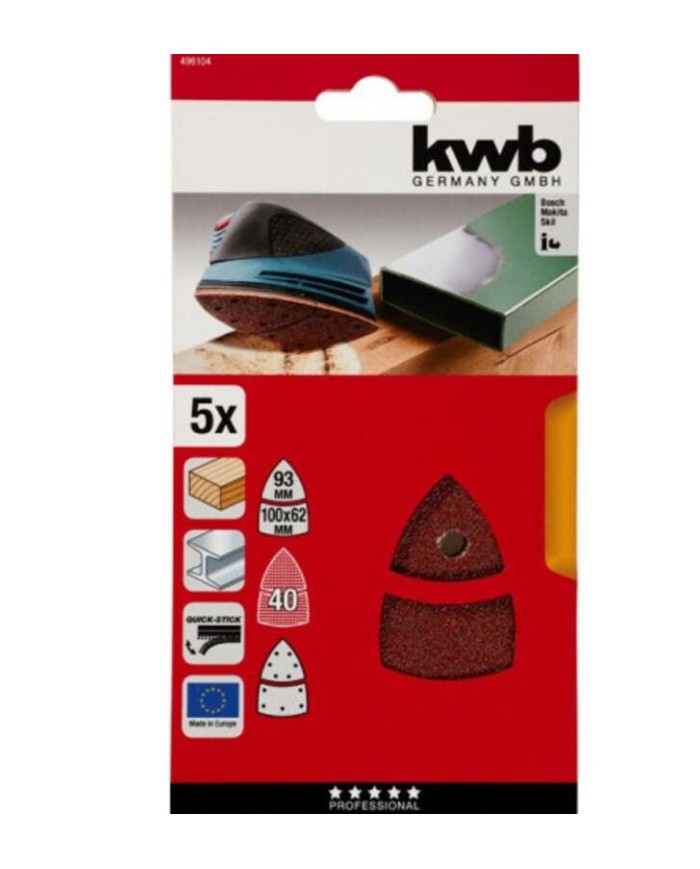 LIJA MOUSE KWB GRANO P40 100X62 C/5UDS. 49496104