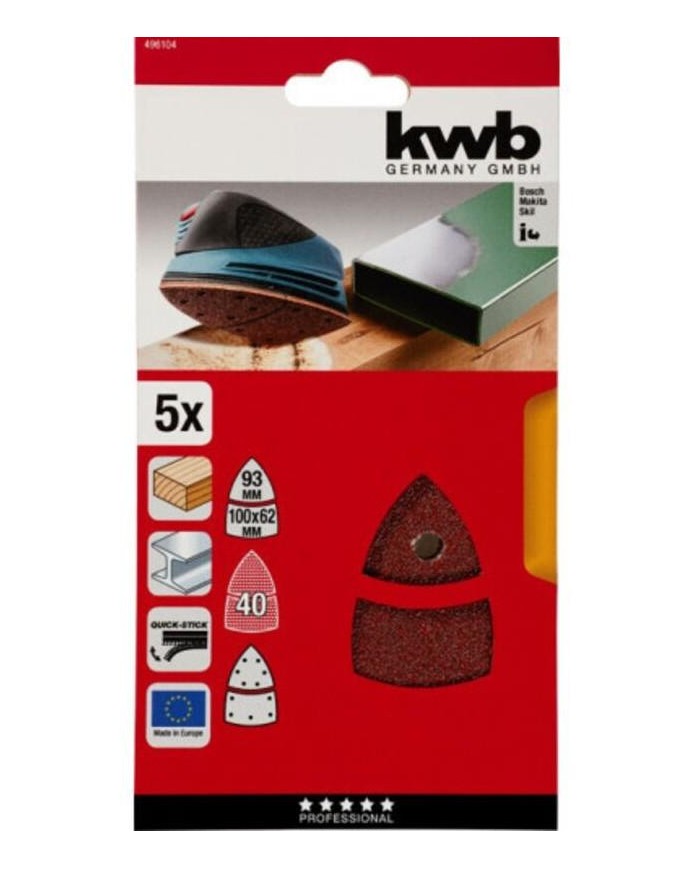 LIJA MOUSE KWB GRANO P80 100X62 C/5UDS. 49496108