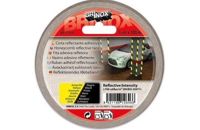CINTA ADHESIVA BRINOX REFLECTANTE NEGRO/AMARILLO 5X10CM B61735A