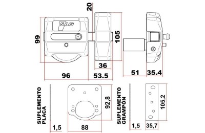 CERROJO SAG MODELO CSI (AACP0038) LATONADO