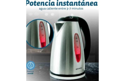 HERVIDOR AGUA INOX. GRUNKEL 1,6LT. 2000W. HV-16GX