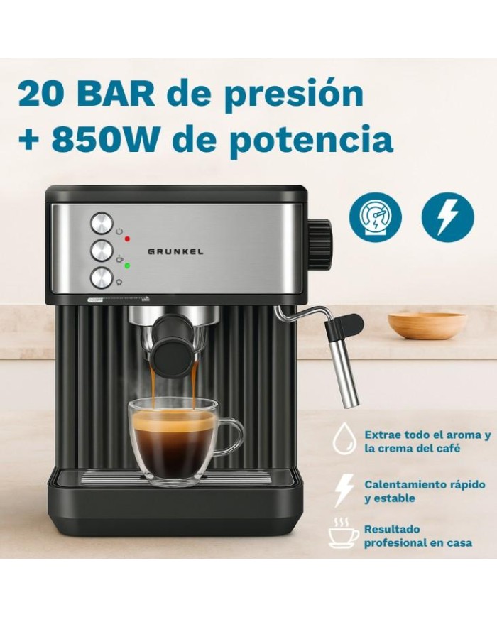 CAFETERA ESPRESO GRUNKEL 850W. 20B. NEGRO CAFPRESSO-20AROMA