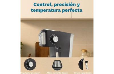 CAFETERA ESPRESO GRUNKEL 850W. 20B. NEGRO CAFPRESSO-20AROMA