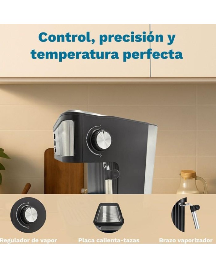 CAFETERA ESPRESO GRUNKEL 850W. 20B. NEGRO CAFPRESSO-20AROMA