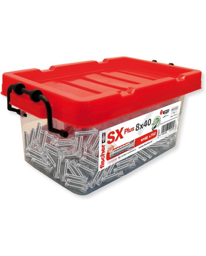 BOX TACO NYLON SX PLUS 8X40MM. + 4 BROCAS FISCHER     750U 568733