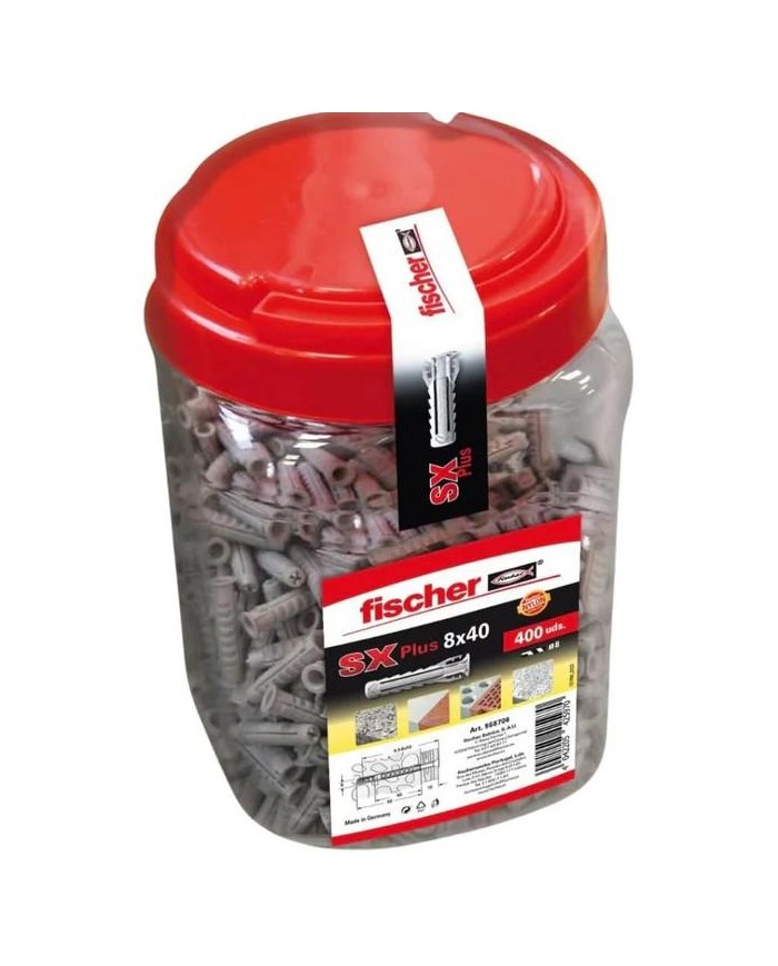 BOX TACO NYLON SX PLUS FISCHER  8X40MM. 400 UNIDADES  568706