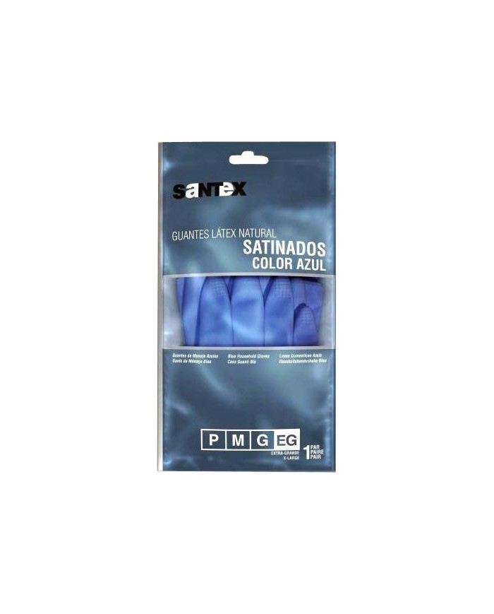 GUANTES GOMA SANTEX AZUL TALLA M 12UNID.