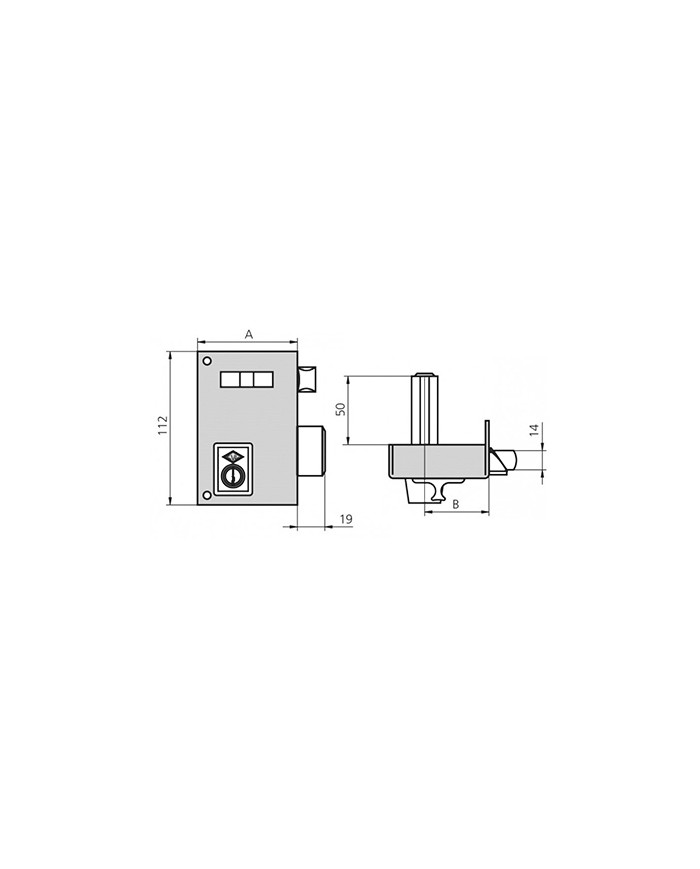 CERRADURA CVL ESMALTADA 56A-70 IZQUIERDA CILINDRO PERFIL