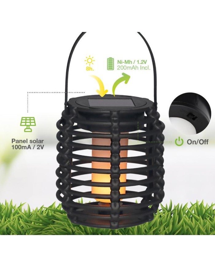 FAROLILLO SOLAR JARDIN GSC NEGRO 1800K