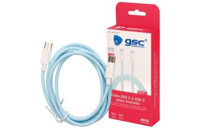 CABLE CARGADOR GSC USB TIPO C NYLON TRENZADO 1,5 METROS.