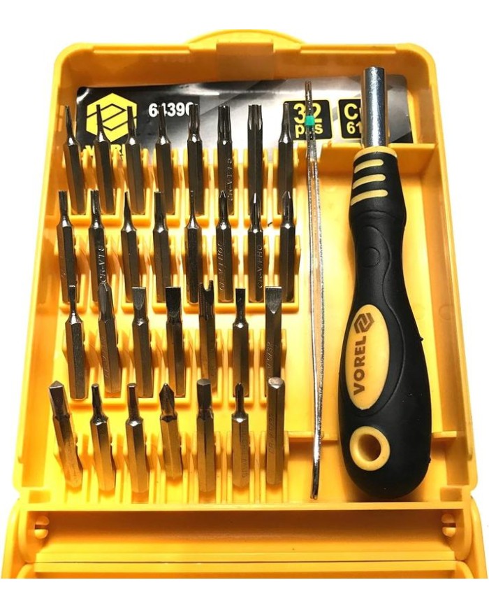 JUEGO PUNTAS ATORNILLAR DE PRECISION VOREL 32UDS. 64396