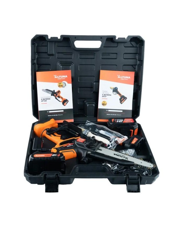 KIT PODA ALTUNA TIJERA AF37 + MOTOSIERRA AF180 2BATERIAS 21V-4AH AFKIT3