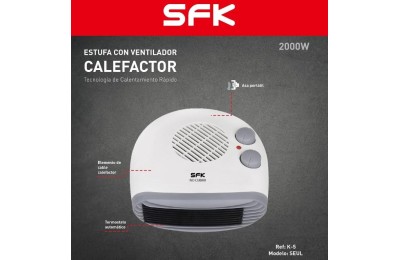 CALEFACTOR SFK HORIZONTAL MODELO SEUL 2000W. K-5