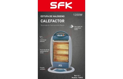 ESTUFA HALOGENA SFK MODELO TOKIO 1200W. OSCILANTE K-1