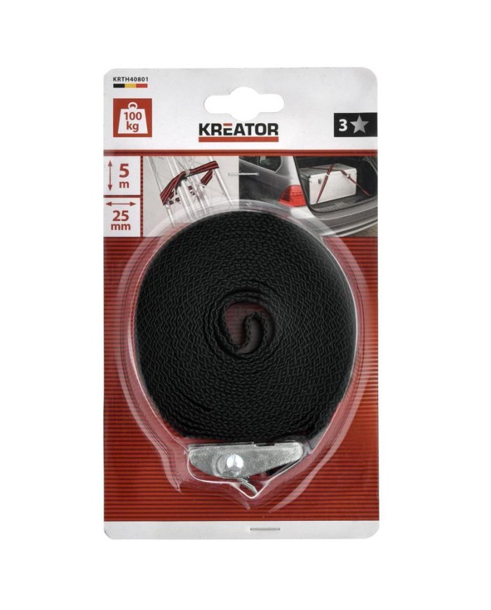 CINTA TRINQUETE KREATOR CON HEBILLA 25MM. 5MTS. 100KGS. KRTH40801