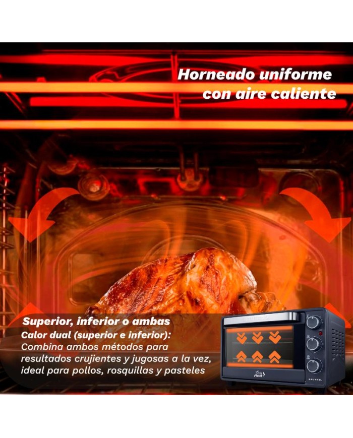 HORNO GRUNKEL 1300W. 230º 23LTS. 3 FUNCIONES HR-23EASY