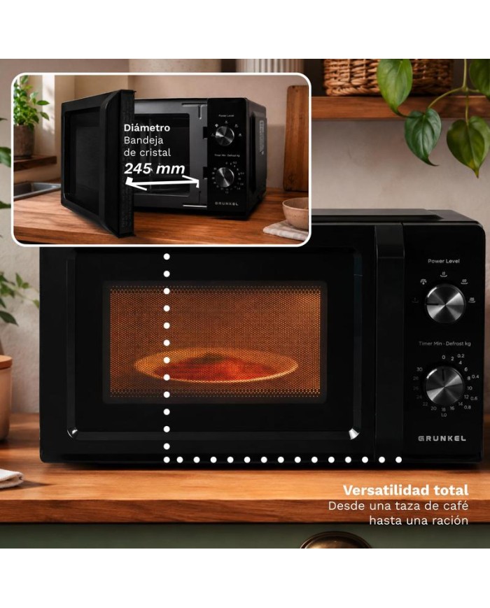 MICROONDAS GRUNKEL NEGRO SIN GRILL 20LTS. 700W. MW-20MN