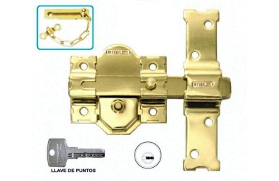 CERROJO INTERFER MODELO 31-S DORADO CILINDRO REDONDO