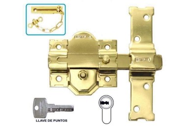 CERROJO INTERFER MODELO 31-S DORADO CILINDRO PERA