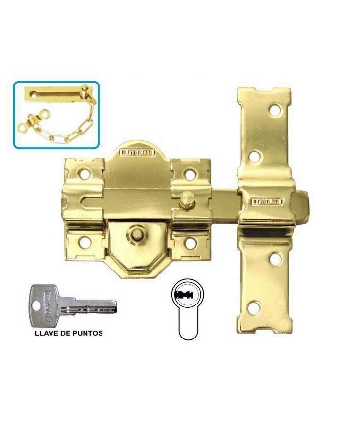 CERROJO INTERFER MODELO 31-S DORADO CILINDRO PERA